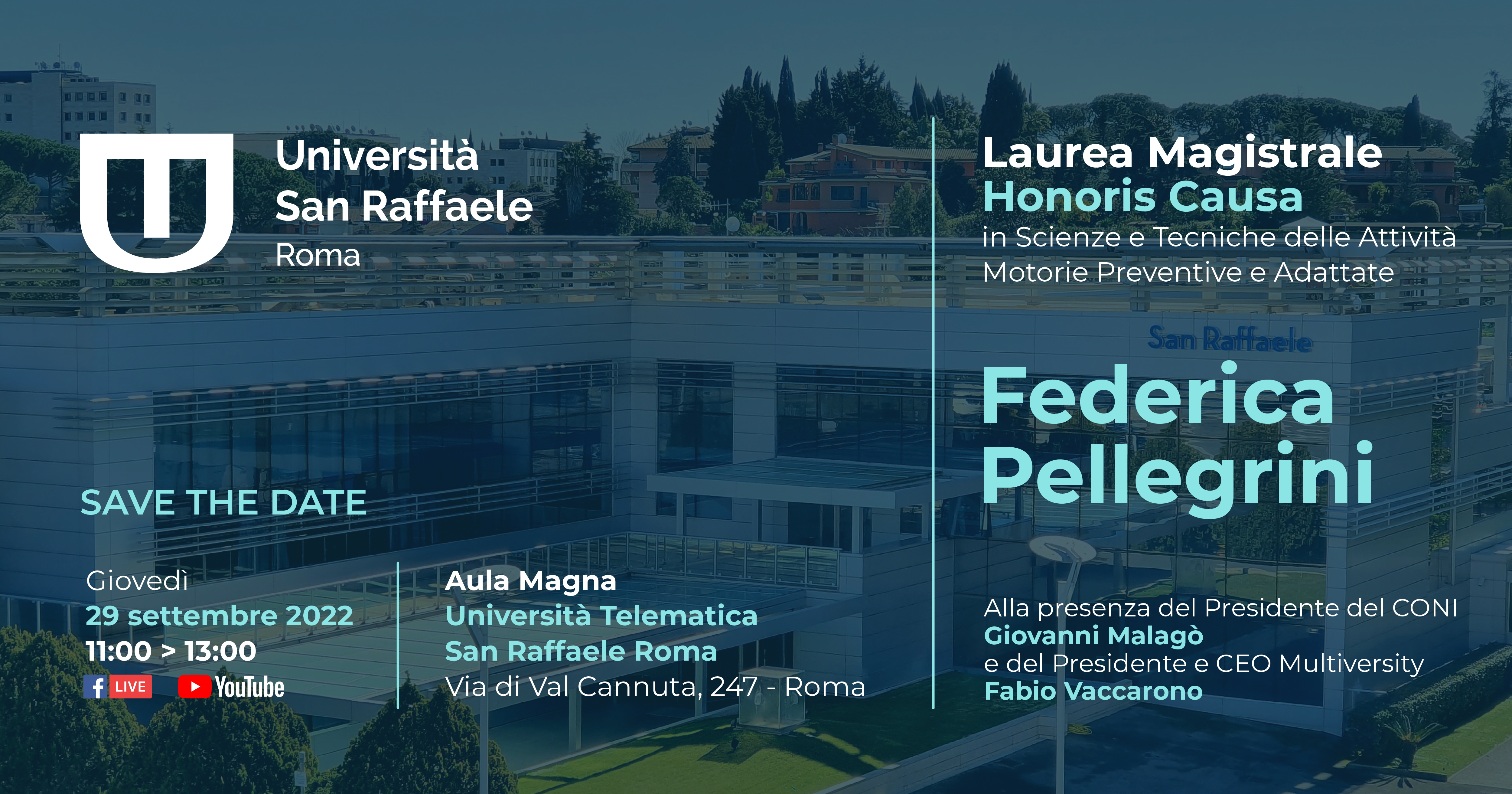 Federica Pellegrini Laurea Honoris Causa in Scienze e Tecniche delle Attività Motorie Preventive e Adattate dall'Università San Raffaele Roma